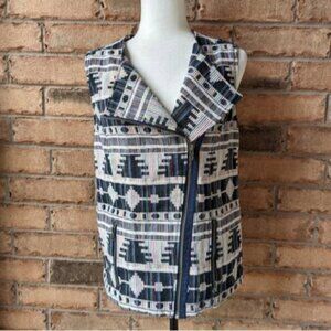 Kenneth Cole Reaction asymmetrical zip Aztec vest jacket